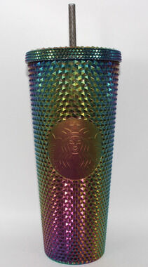 Starbucks Oil Slick Rainbow Studded Tumbler Cold Cup 24oz Venti Fall 2023